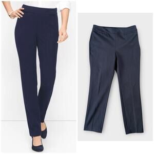 TALBOTS REFINED BI-STRETCH STRAIGHT LEG PANTS, NAVY BLUE, SIZE 8P